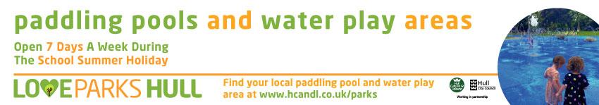Paddling pools and water play areas banner