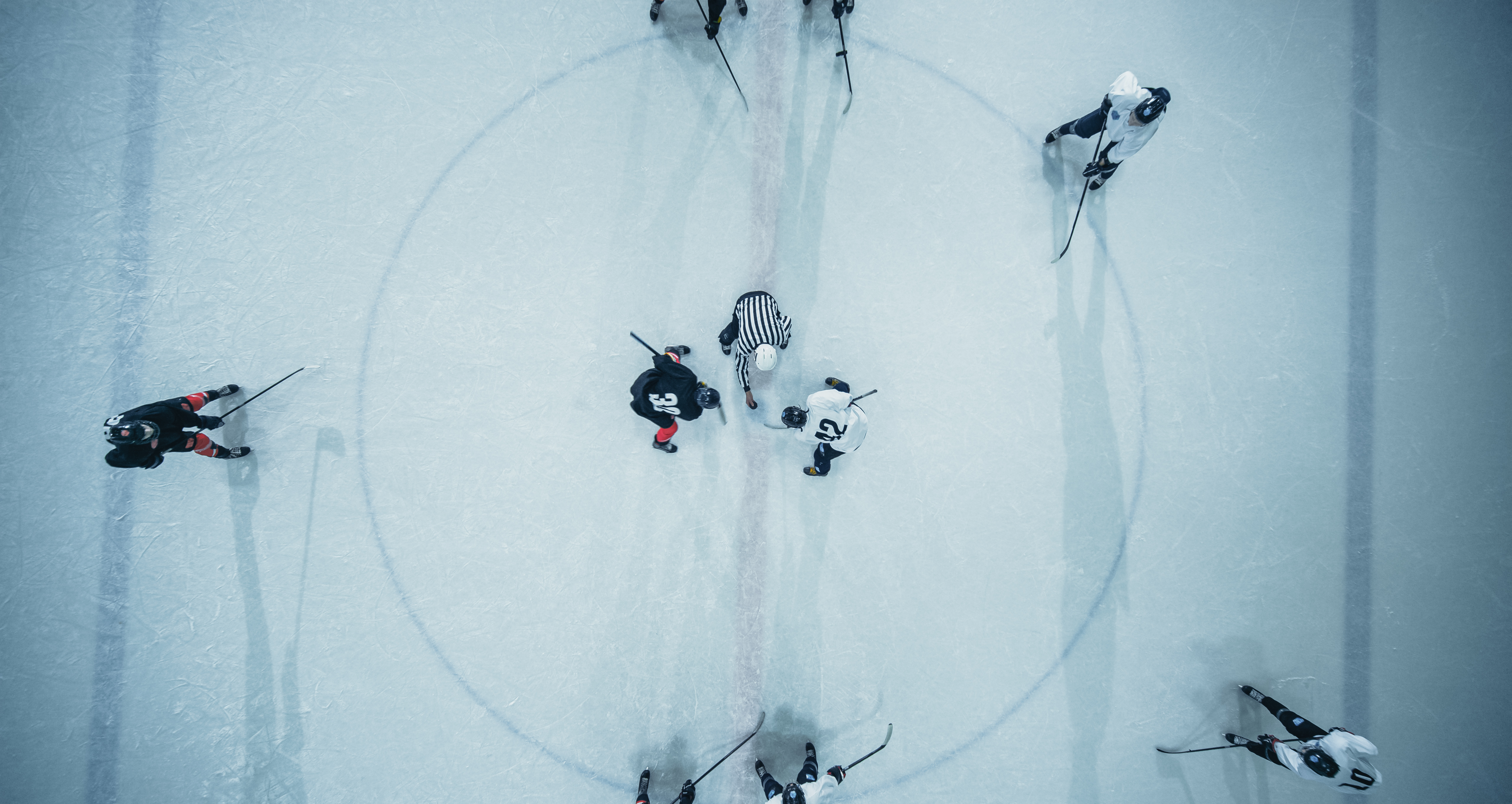 Overhead image of an ice hockey match