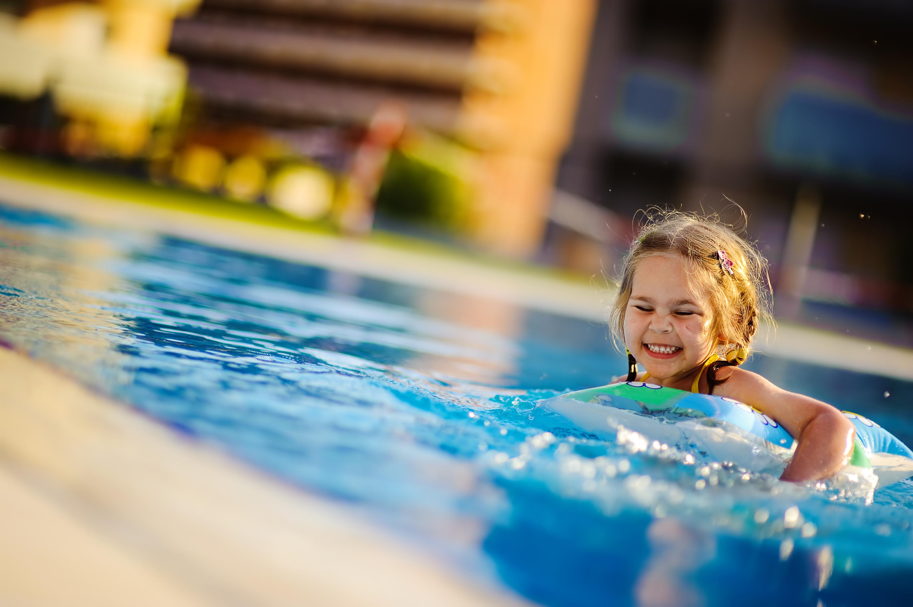 little girl swimming